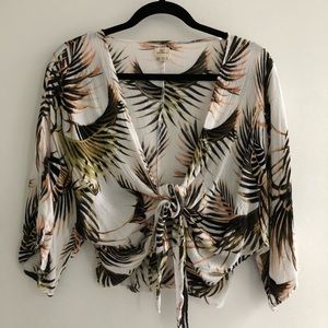 | Tropical Palm Tie Front Top |